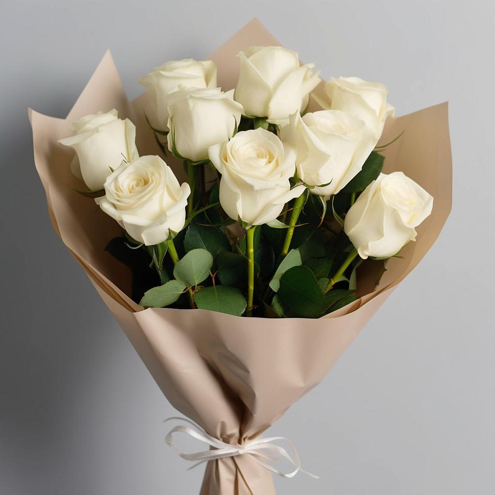 Букет 9 Белых роз Эдлесс Лав в Троицкое