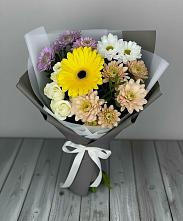 Букет цветов из:  Розы, Герберы и Хризантемы в Троицкое