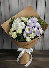 Букет цветов из:  Хризантемы и Розы в Троицкое