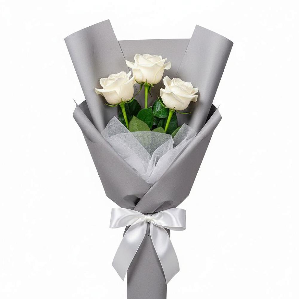Букет 3 белые розы в Троицкое