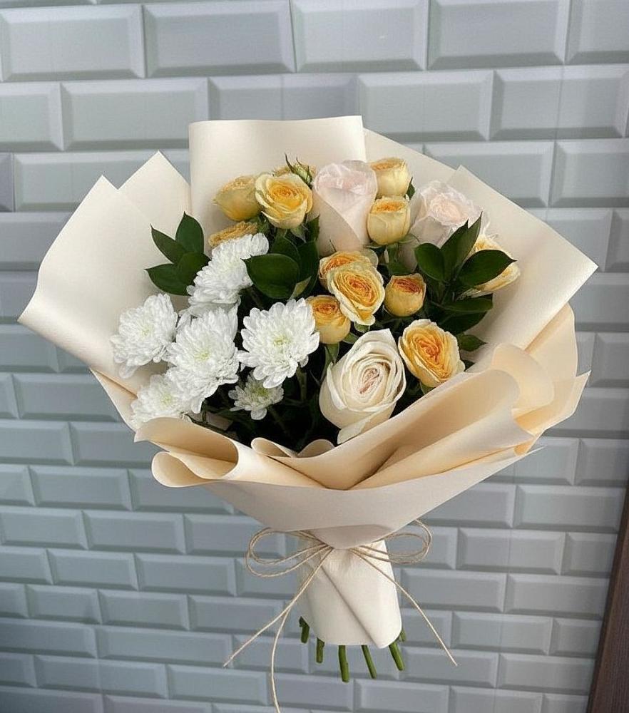 Букет цветов из: Розы и Хризантемы в Троицкое