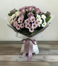 Букет цветов из:  Хризантемы и Розы в Троицкое
