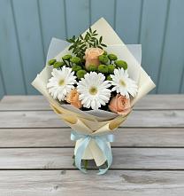 Букет цветов из:  Герберы, Розы и Хризантемы в Троицкое